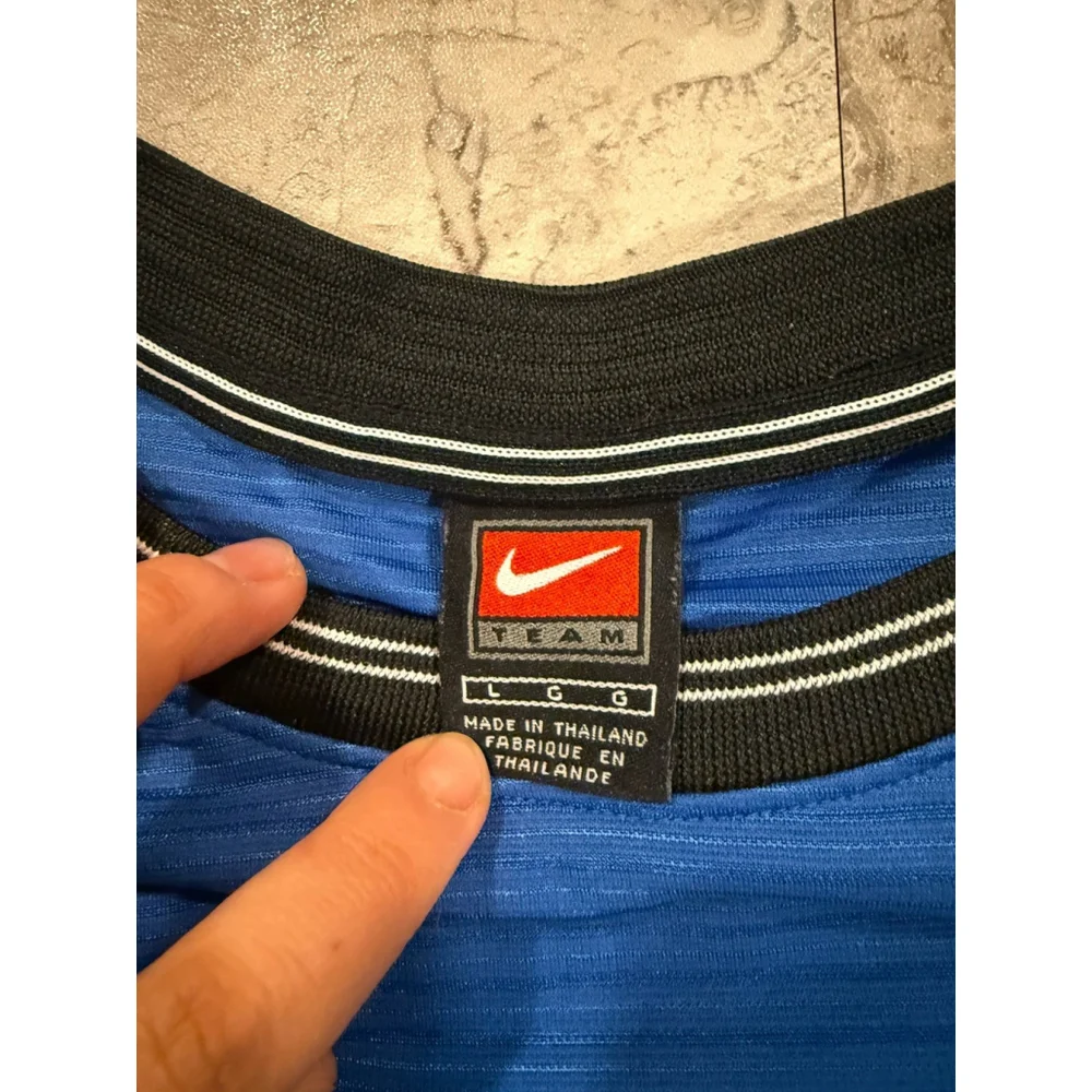 VTG 90s Nike TEAM Streetwear T-Shirt Rare Retro Blue Crew Neck Logo Swoosh Sz L